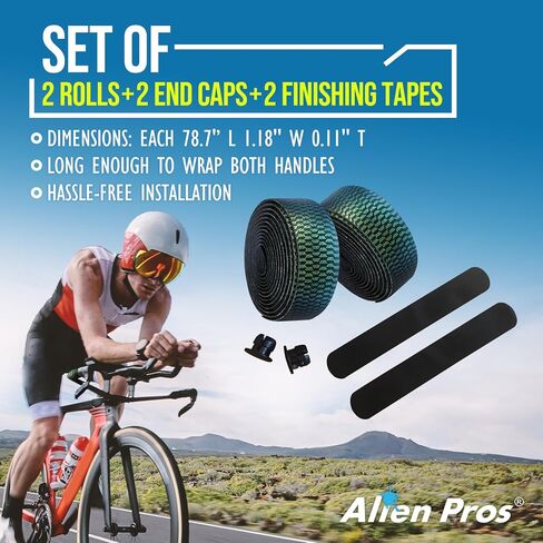 ALIEN PROS Chameleon Skin Bike Handlebar Tape (Set of 2) – Full Pattern Upgrade with Striking Color-Shifting Design and Premium Comfort Grip (Blue) in Saudi Arabia