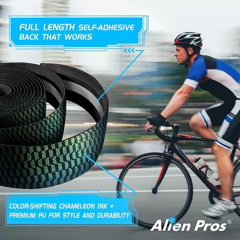 ALIEN PROS Chameleon Skin Bike Handlebar Tape (Set of 2) – Full Pattern Upgrade with Striking Color-Shifting Design and Premium Comfort Grip (Blue) in Saudi Arabia