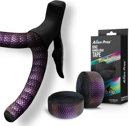 ALIEN PROS Chameleon Skin Bike Handlebar Tape (Set of 2) – Full Pattern Upgrade with Striking Color-Shifting Design and Premium Comfort Grip (Blue) in Saudi Arabia