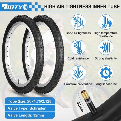 مجموعة إطارات دراجة الطريق 20 × 1.95/2.125، 20 بوصة 53-406/57-406 مجموعة إطارات دراجة وأنبوب بديلة قابلة للطي مع رافعات، إطارات مطاطية بوتيل ممتازة مقاومة للثقب 20 بوصة لدراجة BMX MTB للطرق الوعرة in Kuwait