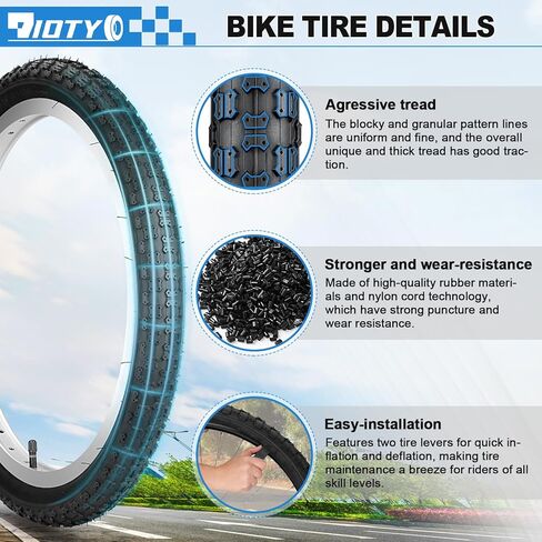 مجموعة إطارات دراجة الطريق 20 × 1.95/2.125، 20 بوصة 53-406/57-406 مجموعة إطارات دراجة وأنبوب بديلة قابلة للطي مع رافعات، إطارات مطاطية بوتيل ممتازة مقاومة للثقب 20 بوصة لدراجة BMX MTB للطرق الوعرة in Kuwait
