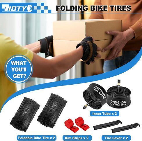 مجموعة إطارات دراجة الطريق 20 × 1.95/2.125، 20 بوصة 53-406/57-406 مجموعة إطارات دراجة وأنبوب بديلة قابلة للطي مع رافعات، إطارات مطاطية بوتيل ممتازة مقاومة للثقب 20 بوصة لدراجة BMX MTB للطرق الوعرة in Kuwait