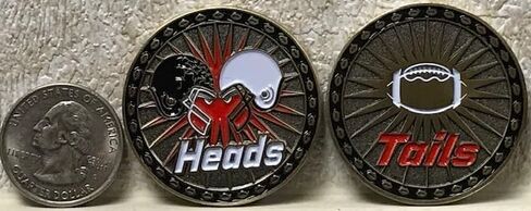 Football Referee Challenge Flip Coin. Red White, 1.5 Inch Diameter, Double-Sided Flip Toss Coin in Saudi Arabia