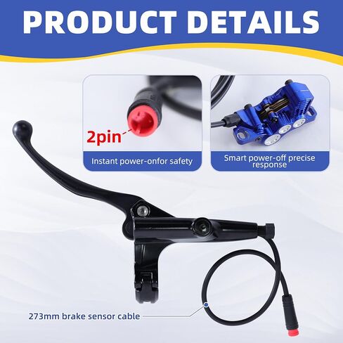 6 Pistons Hydraulic Brakes for Ebike, Hydraulic Brake Kit for E-bike MTB Mountain Bike, Electric Bike Pre-Bled Brake Set, 2-Pin Waterproof Power-Off Sensor Connectors, 203mm Brake Disc Rotors in Saudi Arabia