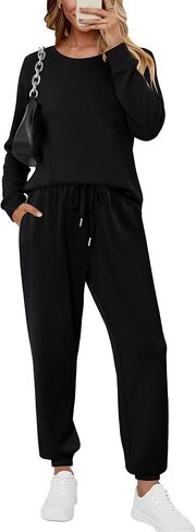 KISSMODA 2 Piece Sets for Women Sweatsuit Casual Tracksuits Long Sleeve Tops and Pants 2025 Lounge Outfits in Kuwait