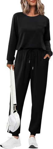 KISSMODA 2 Piece Sets for Women Sweatsuit Casual Tracksuits Long Sleeve Tops and Pants 2025 Lounge Outfits in Kuwait