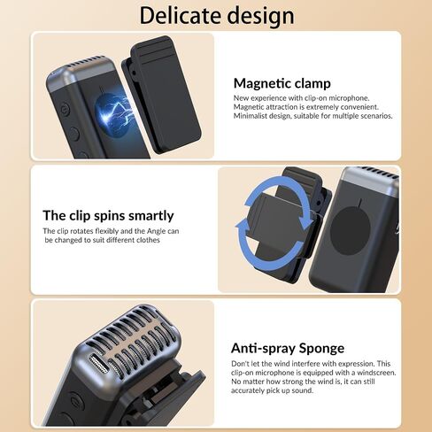 Wireless Lavalier Microphones for iPhone, iPad, Android, Camera, USB-C Microphone, 9-Hour Battery, Mini Microphone with Noise Reduction for Video Recording, Vlog, YouTube, TikTok in Saudi Arabia