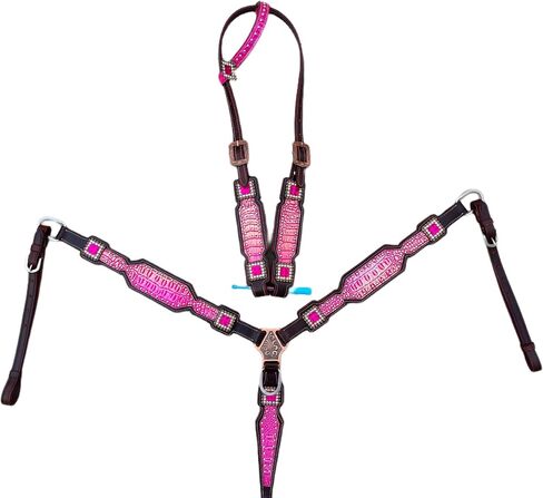Leather Horse Western Feather Arrow Tooled Headstall Bridle & Breast Collar Set in Saudi Arabia