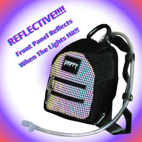 حزمة ترطيب صغيرة عاكسة للضوء - حقيبة ظهر Hydropack للنساء والرجال - مثانة مانعة للتسرب سعة 1.5 لتر - أساسيات وإكسسوارات Rave - حزمة مائية للموسيقى ومهرجانات EDM - أسود in Saudi Arabia