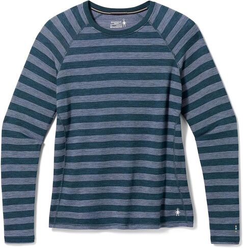 طبقة أساسية من صوف ميرينو الحراري الكلاسيكي للسيدات من Smartwool - نمط طاقم (مقاس نحيف) شريط بنفسجي فائق، 1X in Kuwait