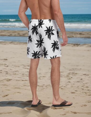 Mens Swim Trunks Summer Beach Board Shorts Quick Dry Swimwear Casual Vacation Bathing Suit with Liner in Kuwait