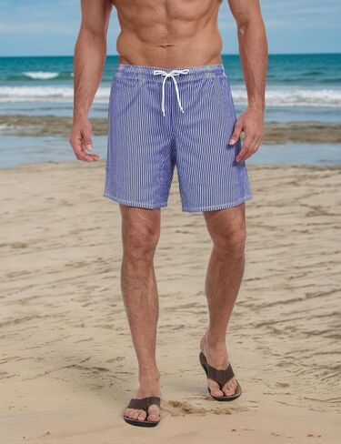 Mens Swim Trunks Summer Beach Board Shorts Quick Dry Swimwear Casual Vacation Bathing Suit with Liner in Saudi Arabia