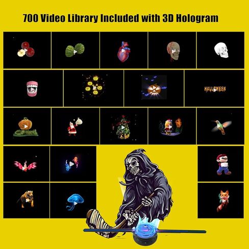 3DhologramFan 19.7 بوصة شاشة عرض إعلانية ثلاثية الأبعاد HD LED شجرة عيد الميلاد ثلاثية الأبعاد لعيد الميلاد والهالوين والأعمال التجارية والمتجر والعطلات 50 سم ثلاثية الأبعاد مع 1500 مكتبة فيديو in Kuwait