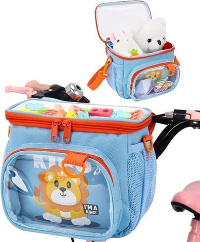 Kids Bike Basket, Bicycle Basket Front for Boys Girls, Small Bike Bag for Child, Cute Bike Accessories, Waterproof Fabric & Detachable Shoulder Strap, Easy to Install in Saudi Arabia