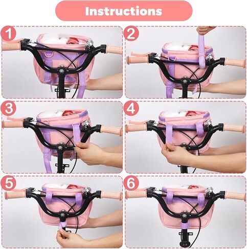 Kids Bike Basket, Bicycle Basket Front for Boys Girls, Small Bike Bag for Child, Cute Bike Accessories, Waterproof Fabric & Detachable Shoulder Strap, Easy to Install in Saudi Arabia