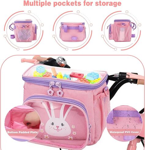 Kids Bike Basket, Bicycle Basket Front for Boys Girls, Small Bike Bag for Child, Cute Bike Accessories, Waterproof Fabric & Detachable Shoulder Strap, Easy to Install in Saudi Arabia