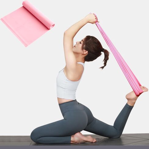 Workout Bands Resistance Non-Latex Long Exercise Bands for Physical Therapy Yoga Pilates Strength Training Pink in Saudi Arabia