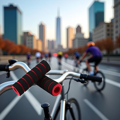 زوج واحد من مقابض المقود الإسفنجية الحمراء غير القابلة للانزلاق للدراجات والدراجات النارية - أغطية قبضة إسفنجية ناعمة ومتينة لركوب الدراجات، وسباقات الطرق، وحماية رافعة الفرامل - أشرطة مقود مريحة، ومقابض in Kuwait