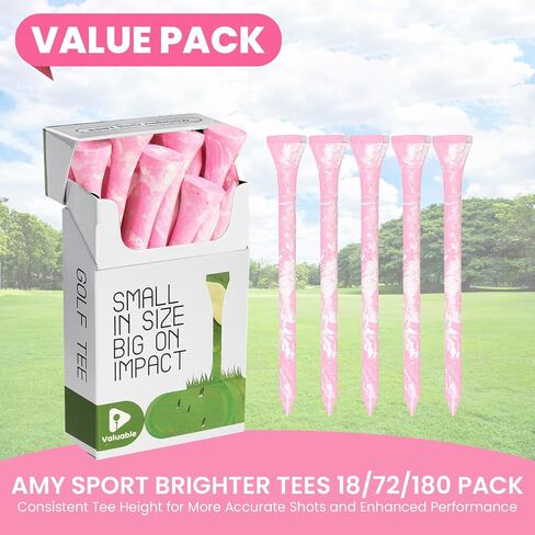 تي شيرتات جولف ملونة من Amy Sport خشبية مقاس 3 1/4 2 3/4 بوصة قيمة 18/72/180 حزمة، تي شيرتات أنيقة من الخيزران المطلي لتعزيز الرؤية وتقليل الاحتكاك والمزيد من الثبات للرجال والنساء in Kuwait