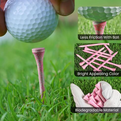 تي شيرتات جولف ملونة من Amy Sport خشبية مقاس 3 1/4 2 3/4 بوصة قيمة 18/72/180 حزمة، تي شيرتات أنيقة من الخيزران المطلي لتعزيز الرؤية وتقليل الاحتكاك والمزيد من الثبات للرجال والنساء in Kuwait