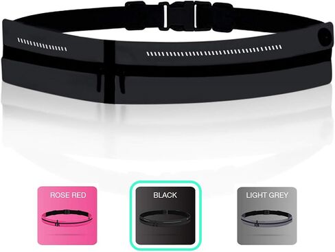 Slim Running Belt Waist Pack Bag,Ultra Light Bounce Free Waist Pouch,Water Resistant Belt Fanny Pack for Hiking Fitness,Adjustable Running Pouch for All Kinds of Phones (Black) in Saudi Arabia