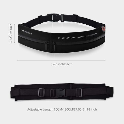 Slim Running Belt Waist Pack Bag,Ultra Light Bounce Free Waist Pouch,Water Resistant Belt Fanny Pack for Hiking Fitness,Adjustable Running Pouch for All Kinds of Phones (Black) in Saudi Arabia
