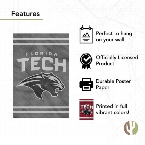 Desert Cactus Florida Institute of Technology Poster Panthers Tech 11 x 17 Inch Room Office Décor Decoration Official Fan Gear (11x17,Version 3) in Saudi Arabia