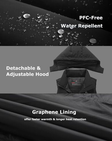 Venustas Women’s Heated Down Vest with Battery, Water-Resistant Lightweight Puffer Vest with Detachable Hood in Saudi Arabia