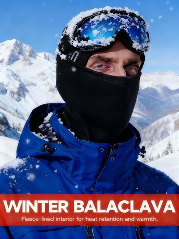 Balaclava Windproof Winter Face Mask Warm Fleece Ski Mask Men, Thermal Face Mask Winter Windproof Fleece Ski Motorcycle Black in Saudi Arabia