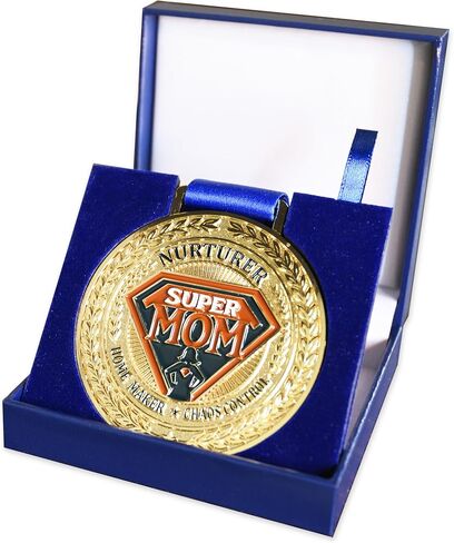 Award Medals for Super Dad or Mom – 18K Gold Plated – Blue Faux Leather Case with Stand – Letter & Envelope – Parents’ Day, Birthday in Saudi Arabia
