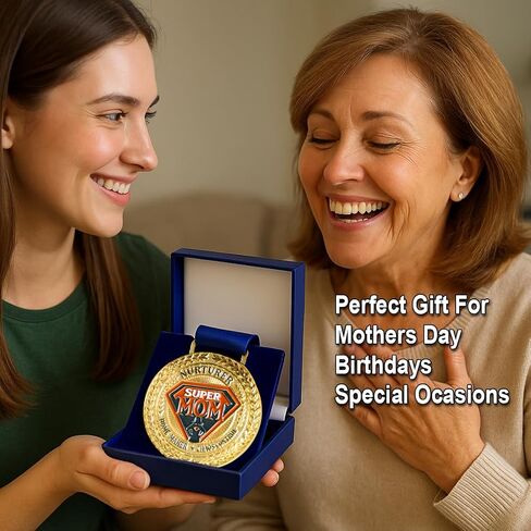 Award Medals for Super Dad or Mom – 18K Gold Plated – Blue Faux Leather Case with Stand – Letter & Envelope – Parents’ Day, Birthday in Saudi Arabia