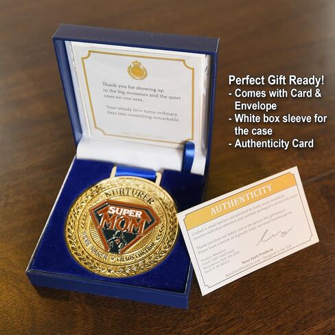 Award Medals for Super Dad or Mom – 18K Gold Plated – Blue Faux Leather Case with Stand – Letter & Envelope – Parents’ Day, Birthday in Saudi Arabia