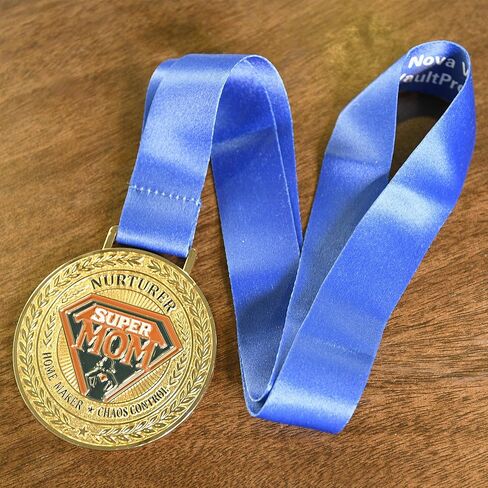 Award Medals for Super Dad or Mom – 18K Gold Plated – Blue Faux Leather Case with Stand – Letter & Envelope – Parents’ Day, Birthday in Saudi Arabia
