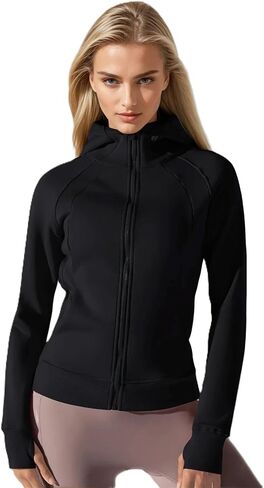Mary Sports Jacket for Women | Lightweight Full-Zip Hoodie with Pockets, Breathable Activewear Coat for Gym, Running in Saudi Arabia