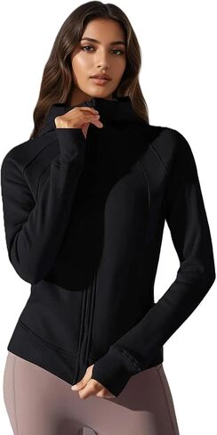Mary Sports Jacket for Women | Lightweight Full-Zip Hoodie with Pockets, Breathable Activewear Coat for Gym, Running in Saudi Arabia