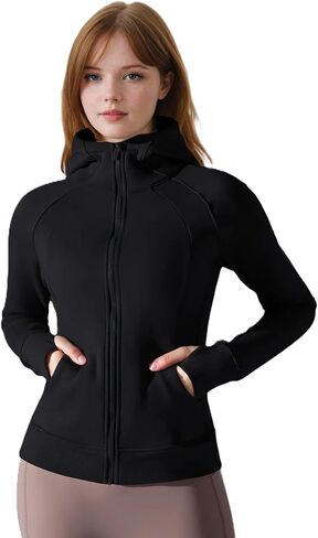 Mary Sports Jacket for Women | Lightweight Full-Zip Hoodie with Pockets, Breathable Activewear Coat for Gym, Running in Saudi Arabia