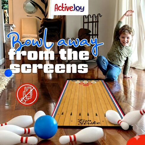ActiveJoy - Classic & American Style Mini Kids Bowling Set - Bowling Games for Kids Indoor - Bowling Alley Toy with Lane, 10 pins, 2 Balls for Family & Friends - 2-5 Years Old. (America) in Saudi Arabia