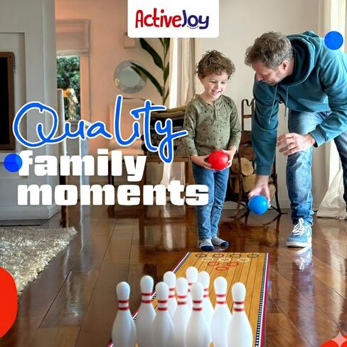 ActiveJoy - Classic & American Style Mini Kids Bowling Set - Bowling Games for Kids Indoor - Bowling Alley Toy with Lane, 10 pins, 2 Balls for Family & Friends - 2-5 Years Old. (America) in Saudi Arabia