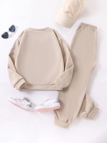 Yvowming 2 قطعة ملابس الفتيات ملابس رياضية مجموعات المتضخم البلوز و Sweatpant فضفاض ملابس الخريف الشتاء in Kuwait
