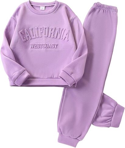 Yvowming 2 قطعة ملابس الفتيات ملابس رياضية مجموعات المتضخم البلوز و Sweatpant فضفاض ملابس الخريف الشتاء in Kuwait