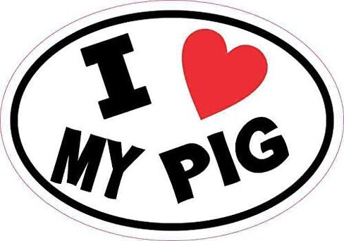 ملصق فينيل لاصق بيضاوي الشكل I Love My Pig، مقاس 5 بوصات × 3.5 بوصات in Saudi Arabia