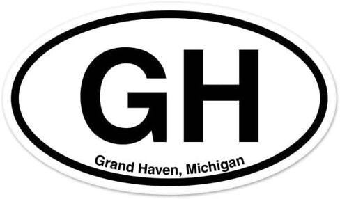 GH Grand Haven Michigan Oval Vinyl Car Bumper Window Sticker 5" x 3" in Saudi Arabia