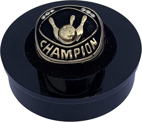 Express Medals Champion Bowling Trophy Ring in Sizes 6 to 15 with Award Display Stand Case and Neck Display Ball Style Chain in Saudi Arabia
