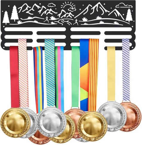 SUPERDANT Medal Hanger Sports Medals Holder Personalised Award Black Metal Rack Wall Mount Hanging Hooks Gifts for Athletes Kids in Saudi Arabia
