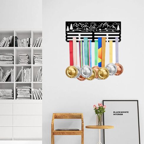 SUPERDANT Medal Hanger Sports Medals Holder Personalised Award Black Metal Rack Wall Mount Hanging Hooks Gifts for Athletes Kids in Saudi Arabia