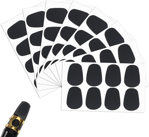 64 Pcs 0.8mm Thick Saxophone and Clarinet Mouthpiece Cushion, Mouthpiece Patches Pads Cushions Thick Oval Rubber Pads with Strong Adhesive for Alto Tenor Sax Beginners Musicians (Black) in Saudi Arabia