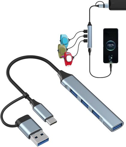 شاحن متعدد 4 في 1 لـ MagicBand+ وMagic Band، محور شحن USB-C وUSB-A متوافق مع FuelRod والبطاريات الخارجية الأخرى (عبوة واحدة باللون الأسود) in Kuwait