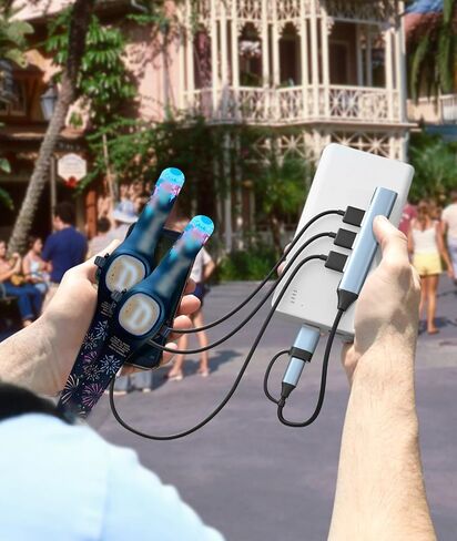 شاحن متعدد 4 في 1 لـ MagicBand+ وMagic Band، محور شحن USB-C وUSB-A متوافق مع FuelRod والبطاريات الخارجية الأخرى (عبوة واحدة باللون الأسود) in Kuwait