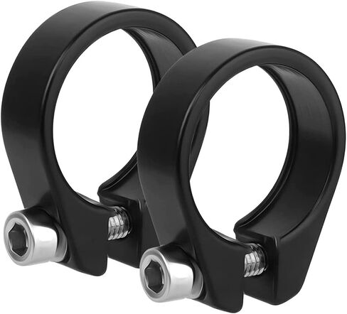 2 Bike Seat Clamps, Aluminum Alloy Post Mounts (31.8mm, Black) for Bicycle Seat Adjustment in Saudi Arabia