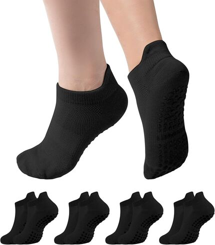 4 أزواج من جوارب البيلاتيس غير القابلة للانزلاق للنساء من جوارب اليوغا مع مقابض للتمرين in Kuwait